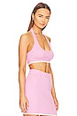 view 2 of 4 Halter Rib Knit Crop Top in Sweet Pink & Cream