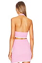 view 3 of 4 Halter Rib Knit Crop Top in Sweet Pink & Cream