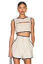 view 1 of 4 Bound Cutout Crop Top in Oatmeal & Black