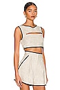 view 2 of 4 Bound Cutout Crop Top in Oatmeal & Black