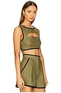 view 2 of 4 Bound Cutout Crop Top in Army Linen