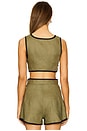 view 3 of 4 Bound Cutout Crop Top in Army Linen