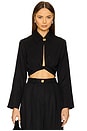 view 1 of 5 Collared Long Sleeve Wrap Top in Black Tencel