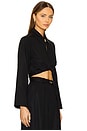view 3 of 5 Collared Long Sleeve Wrap Top in Black Tencel