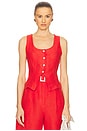 view 1 of 4 Scoop Neck Vest in Red Linen