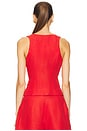 view 3 of 4 Scoop Neck Vest in Red Linen
