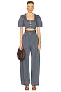 view 4 of 4 Apron Puff Sleeve Crop Top in Denim