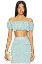 view 1 of 4 TOP CROPPED in Seafoam Viscose Linen