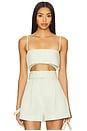 view 1 of 4 Structured Bandeau Crop Top in Pear Viscose Linen