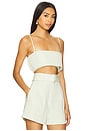 view 2 of 4 Structured Bandeau Crop Top in Pear Viscose Linen