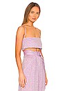 view 2 of 4 Structured Bandeau Crop Top in Lavender Melange Linen