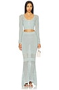 view 4 of 4 Striped Mesh Long Sleeve Cropped Henley in Seafoam Knit