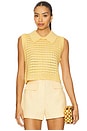 view 1 of 4 Knit Mesh Collared Tank Top in Pale Yellow Knit