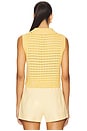 view 3 of 4 Knit Mesh Collared Tank Top in Pale Yellow Knit