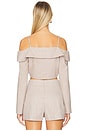 view 3 of 4 Off Shoulder Double-breasted Top in Camel Flannel