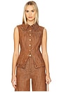 view 1 of 4 Collared Button Down Vest in Brown Denim
