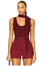 view 1 of 4 Scarf Tank Top in Burgundy Knit