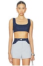 view 1 of 4 Tie Back Crop Top in Medium Wash Denim