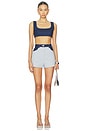 view 4 of 4 Tie Back Crop Top in Medium Wash Denim
