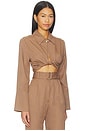 view 2 of 4 Collared Long Sleeve Wrap Top in Mocha Lyocell