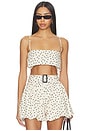 view 1 of 5 Structured Bandeau Crop Top in Cream With Black Polka Dot Lyocell