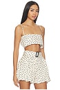 view 2 of 5 Structured Bandeau Crop Top in Cream With Black Polka Dot Lyocell