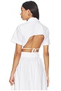 view 4 of 5 Cropped Tie Back Button Up in White Poplin
