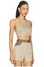 view 2 of 4 Tie Halter Crop Top in Taupe