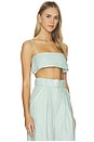 view 2 of 4 Structured Bandeau Crop Top in Light Aqua Linen