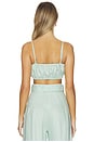view 3 of 4 Structured Bandeau Crop Top in Light Aqua Linen