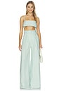 view 4 of 4 Structured Bandeau Crop Top in Light Aqua Linen