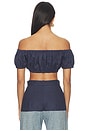 view 3 of 4 Bubble Crop Top in Navy Linen