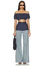 view 4 of 4 Bubble Crop Top in Navy Linen