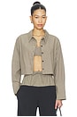 view 1 of 6 BLUSA CROPPED OVERSIZED COM BOTÕES CROPPED OVERSIZED BUTTON DOWN TOP in Khaki Plaid