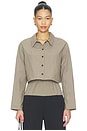 view 2 of 6 BLUSA CROPPED OVERSIZED COM BOTÕES CROPPED OVERSIZED BUTTON DOWN TOP in Khaki Plaid