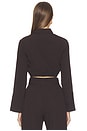 view 4 of 5 Twist Button Up Top in Chocolate Brown Stripe
