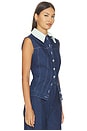 view 2 of 4 Collared Button Down Vest Top in Medium Wash Denim