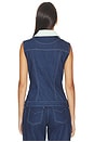 view 4 of 4 Collared Button Down Vest Top in Medium Wash Denim