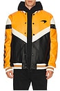 view 1 of 6 Turbo Charged Faux Leather Jacket in Orange & Black