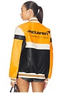 view 1 of 6 Turbo Charged Faux Leather Jacket in Orange & Black