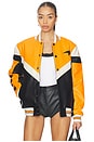 view 2 of 6 Turbo Charged Faux Leather Jacket in Orange & Black