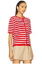 view 2 of 4 Dorothy Cardigan in Chilli Red Stripe