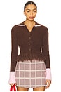 view 1 of 4 Izzy Cardigan in Brown & Pink