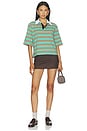 view 4 of 4 Frankie Top in Aqua & Camel Stripe
