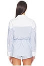 view 3 of 4 Noa Top in Blue Green Stripe
