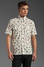view 1 of 6 S/S Printed Button Up in White