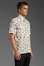view 2 of 6 S/S Printed Button Up in White