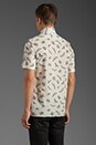 view 3 of 6 S/S Printed Button Up in White