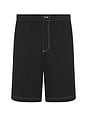 view 1 of 4 Contrast Stitch Elastic Waist Short in Black