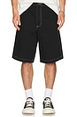 view 3 of 4 Contrast Stitch Elastic Waist Short in Black
